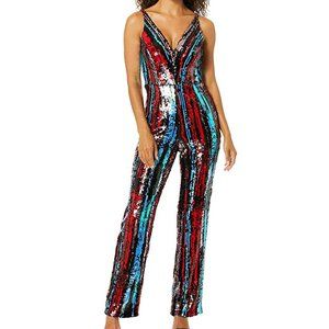 Charlie Sequin Sleeveless Plunging Jumpsuit